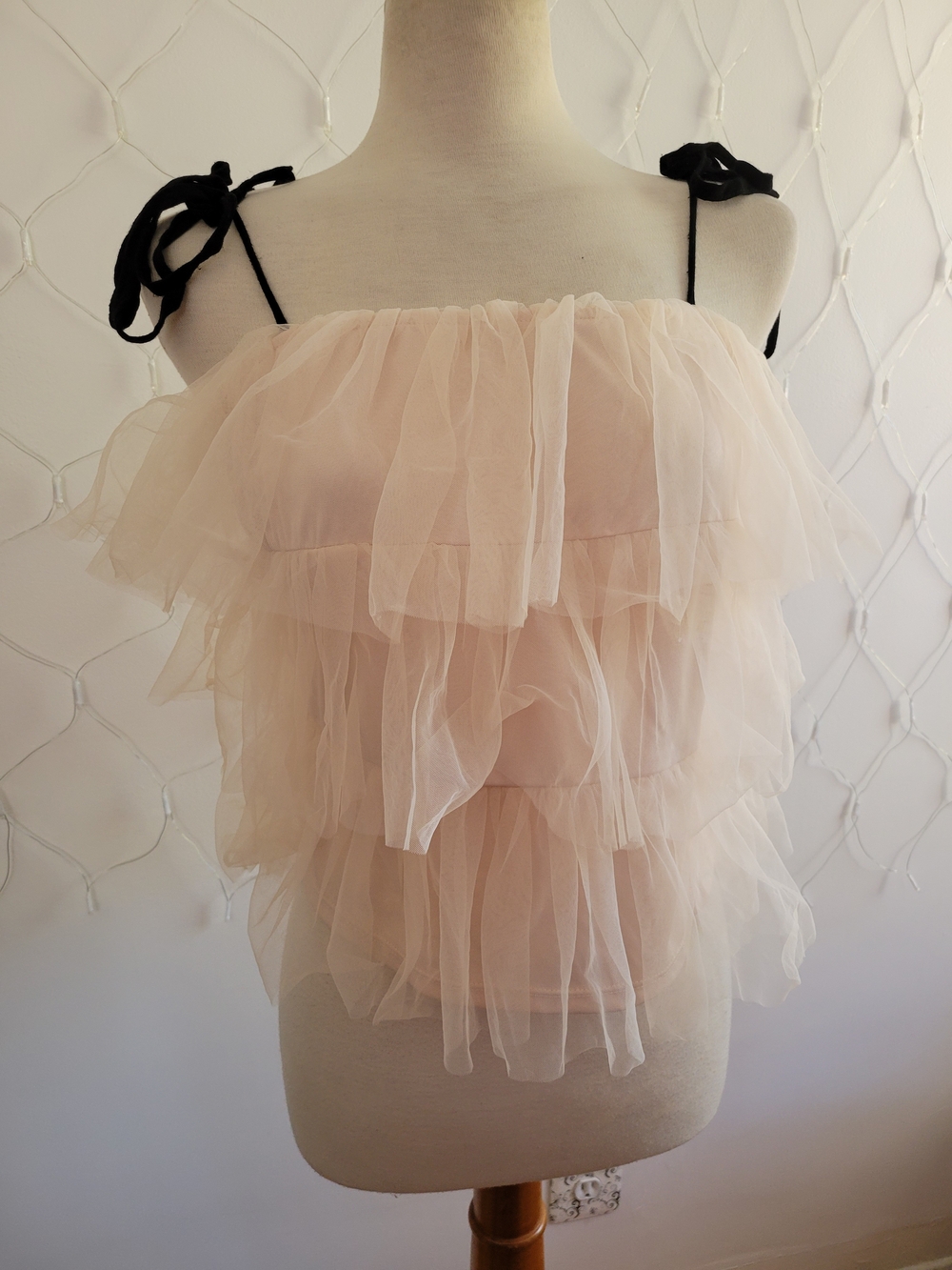 Anthropologie Tiered Ruffle Camisole Top in Pale Pink • Fits Small Best